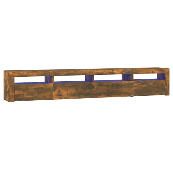 vidaXL Meuble TV avec lumières LED Chêne fumé 240x35x40 cm