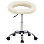 vidaXL Chaise de travail roulante Crème Similicuir