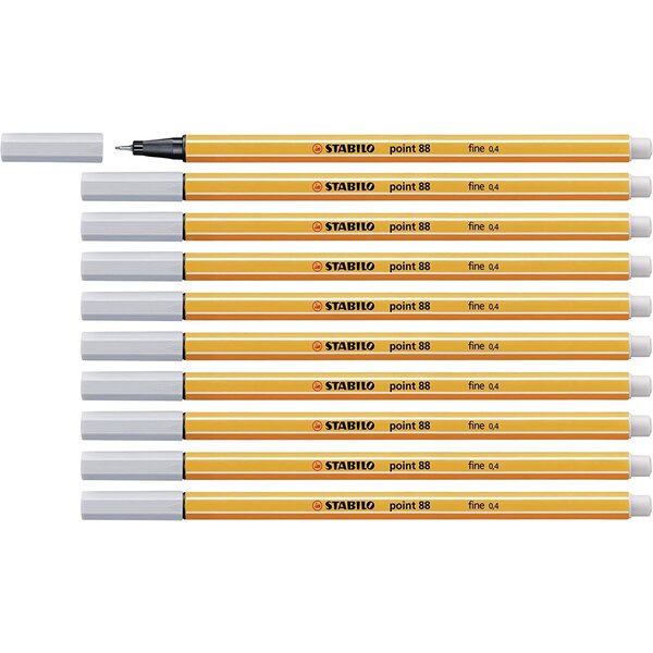 Stylo-feutre point 88 pointe fine 0 4 mm gris clair x 10 stabilo