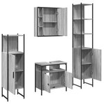 vidaXL Ensemble d'armoires de salle de bain 4 Pièces sonoma gris