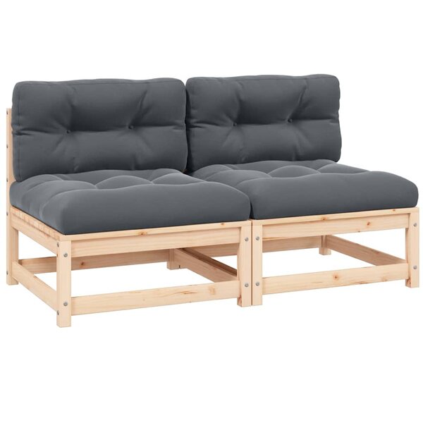 vidaXL Canapés centraux de jardin coussins 2 Pièces Bois de pin massif