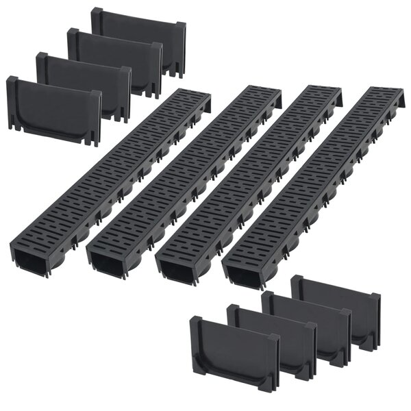 vidaXL Caniveau de drainage 4 Pièces Plastique 4 m
