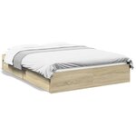 vidaXL Cadre de lit avec tiroirs sans matelas chêne sonoma 135x190 cm
