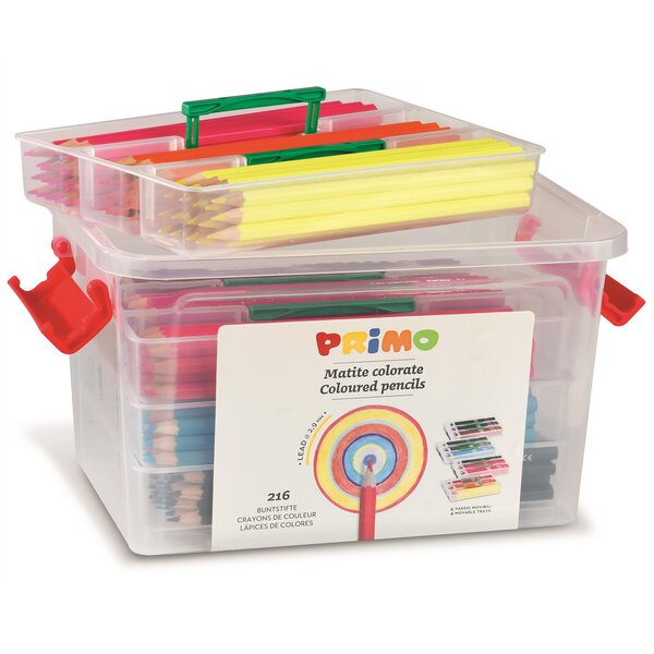 Malette 216 crayons de couleur hexagonaux  laqués  12 couleurs. Ø 2.9mm primo