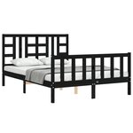 vidaXL Cadre de lit avec tête de lit noir 140x190 cm bois massif