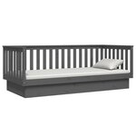vidaXL Lit de jour Gris 100x200 cm Bois de pin massif