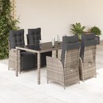 vidaXL Ensemble à manger de jardin 5 Pièces coussins gris résine tressée