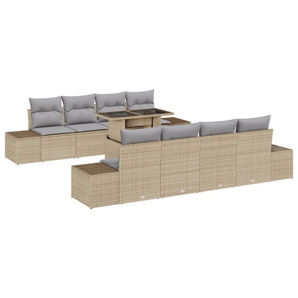 vidaXL Ensemble de canapé de jardin 7 pièces avec coussins en poly rotin beige