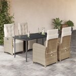vidaXL Ensemble à manger de jardin avec coussins 5Pièces Beige poly rotin