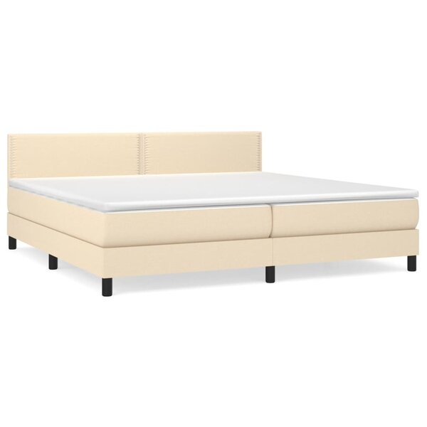 vidaXL Sommier à lattes de lit avec matelas Crème 200x200 cm Tissu
