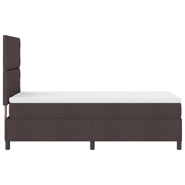 vidaXL Lit Box Spring avec Matelas Marron Foncé 100x200 cm Tissu