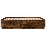 vidaXL Cadre de lit avec lumières LED chêne fumé 135x190 cm