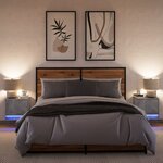 vidaXL Tables de chevet murales avec lumières LED 2 Pièces gris béton
