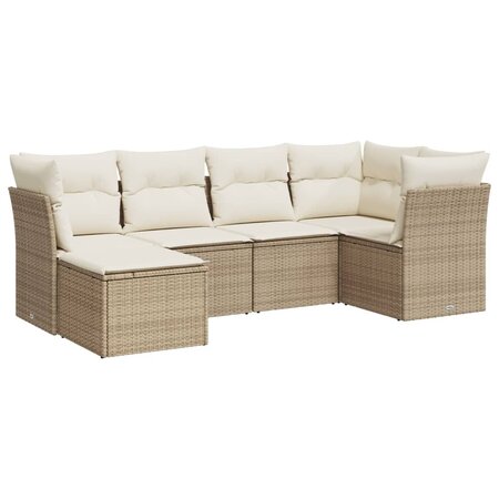 vidaXL Salon de jardin avec coussins 6 Pièces beige résine tressée