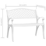 vidaXL Banc de jardin 102 cm aluminium coulé blanc