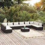 vidaXL Salon de jardin 11 Pièces avec coussins Résine tressée Noir