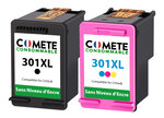 COMETE -Entreprise Française - 301XL - 2 Cartouches d'Encre Compatibles pour HP 301 XL - Idéal pour HP Envy 4500, 5530, OfficeJet 2620, 2622 et DeskJet 3050A, 1510 - Sans Affichage du Niveau d'Encre