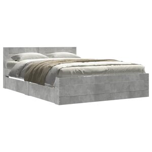 vidaXL Cadre de lit avec tête de lit gris béton 140x200 cm