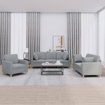 vidaXL Ensemble de canapés 3 Pièces coussins gris clair tissu