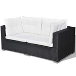 vidaXL Salon de jardin 5 Pièces avec coussins résine tressée noir