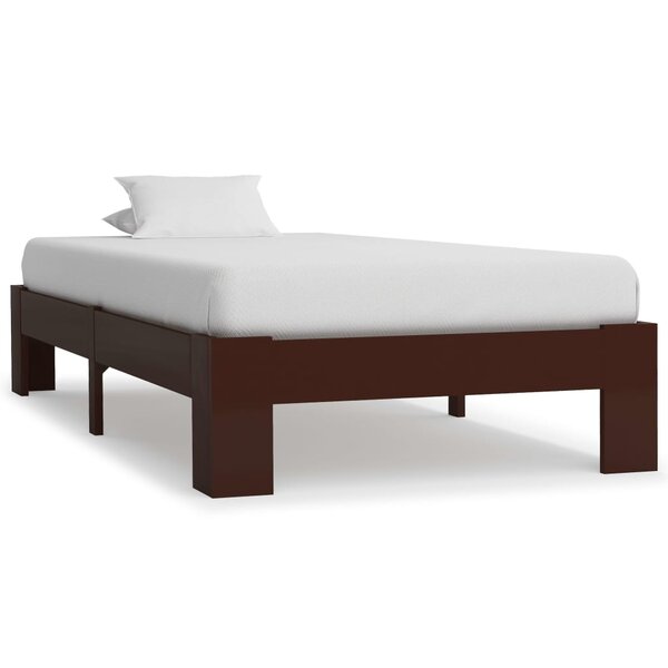 vidaXL Cadre de lit Marron foncé Bois de pin massif 100x200 cm