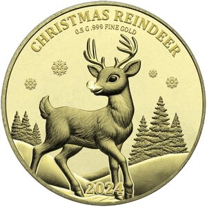 Pièce de monnaie en Or 100 Francs g 0.5 Millésime 2024 CHRISTMAS REINDEER