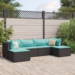 vidaXL Salon de jardin 6 Pièces avec coussins Noir Résine tressée