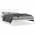 vidaXL Cadre de lit métal avec tête de lit blanc 135x190 cm