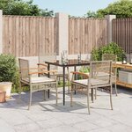 vidaXL Ensemble à manger de jardin avec coussins 5Pièces Beige poly rotin