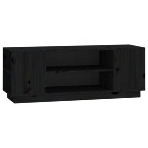 vidaXL Meuble TV Noir 110x35x40 5 cm Bois de pin massif