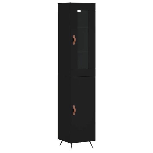 vidaXL Buffet haut Noir 34 5x34x180 cm Bois d'ingénierie