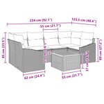 vidaXL Ensemble de 7 pièces de canapés de jardin avec coussins noir poly rattan acacia