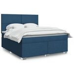 vidaXL Sommier à lattes de lit avec matelas Bleu 180x200 cm Tissu