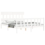 vidaXL Cadre de lit avec tête de lit blanc King Size bois massif