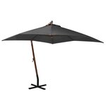 vidaXL Parasol suspendu avec mât Anthracite 3x3 m Bois de sapin massif