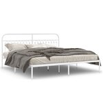 vidaXL Cadre de lit métal avec tête de lit blanc 193x203 cm