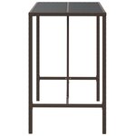 vidaXL Table de bar et dessus en verre marron 110x70x110 cm poly rotin