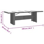 vidaXL Table de jardin plateau en verre Résine tressée verre trempé