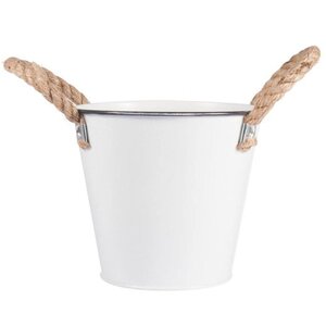 Mini seau blanc de jardin en zinc Ø 10 5 cm x 10 5 cm