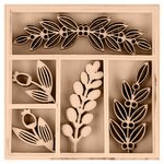 15 Mini décorations feuillages en bois