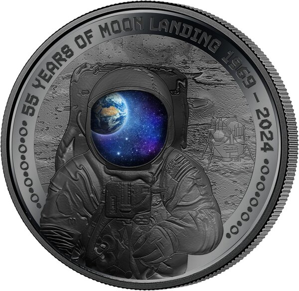 Pièce de monnaie en Argent 5 Dollars g 31.1 (1 oz) Millésime 2024 MOON LANDING