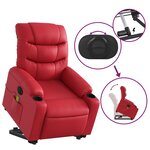 vidaXL Fauteuil inclinable de massage électrique rouge similicuir