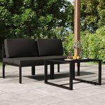 vidaXL Salon de jardin 3 Pièces avec coussins Aluminium Anthracite