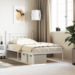 vidaXL Cadre de lit métal avec tête de lit blanc 107x203 cm