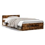 vidaXL Cadre de lit et tiroir chêne fumé 90x190 cm bois d'ingénierie