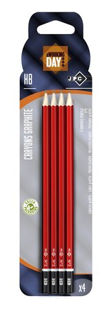 Lot de 4 crayons papier graphite HB JPC