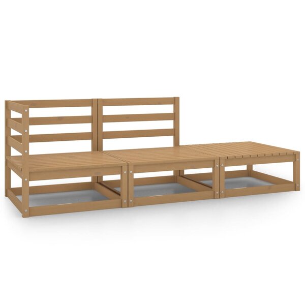 vidaXL Salon de jardin 3 Pièces marron miel bois de pin massif