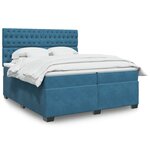 vidaXL Sommier à lattes de lit et matelas Bleu 200x200 cm velours