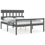 vidaXL Lit pour personne âgée sans matelas gris bois massif