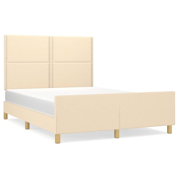 vidaXL Cadre de lit avec tête de lit Crème 140x200 cm Tissu